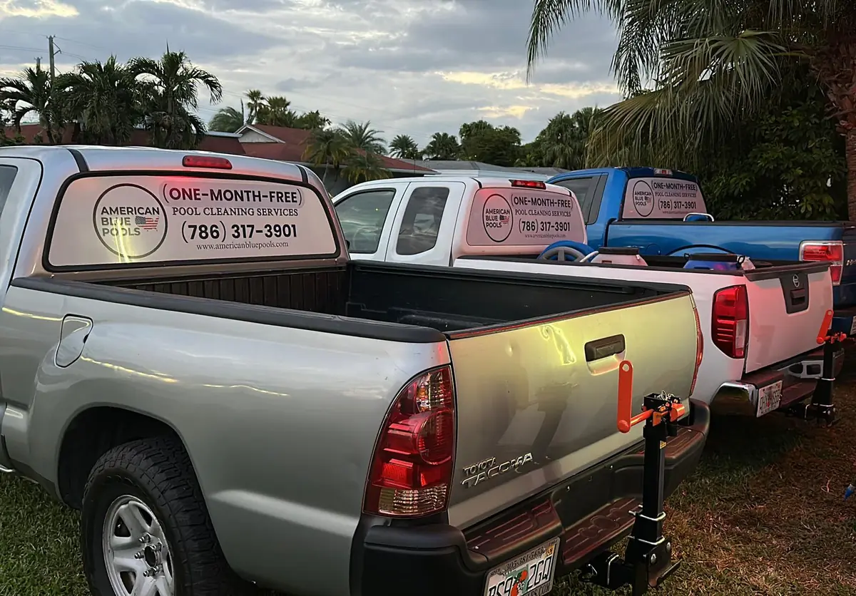 American Blue Pools work trucks